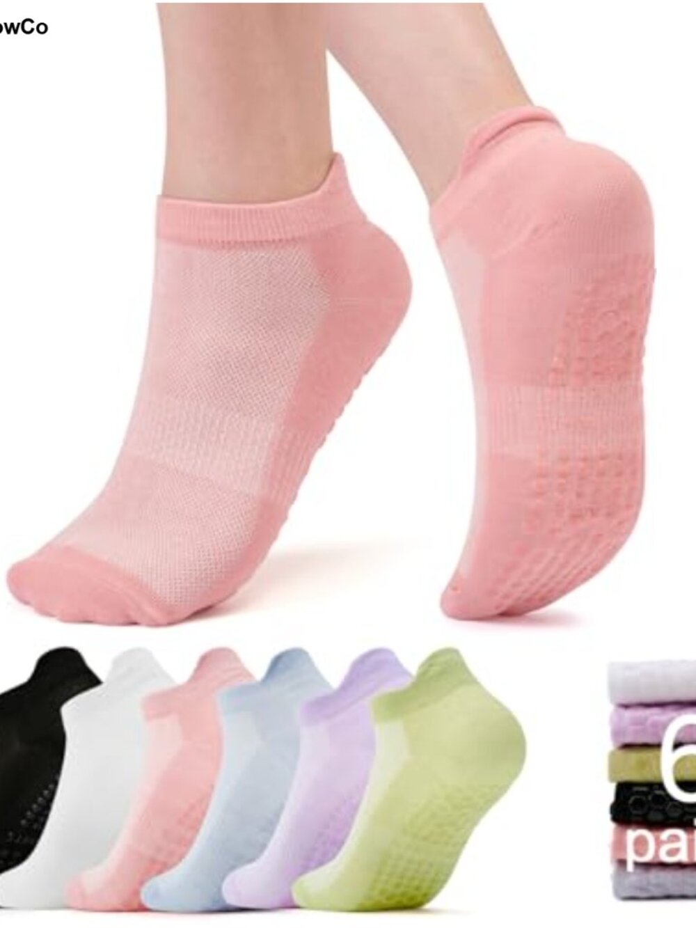 Pilates Grip Socks Non Slip Combed Cotton Ankle Socks for Yoga Barre Fitness